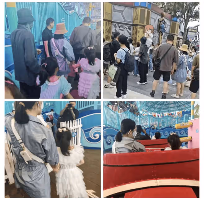 張傑謝娜帶娃游環球影城,一人牽一個女兒,6歲跳跳俏俏個頭好高
