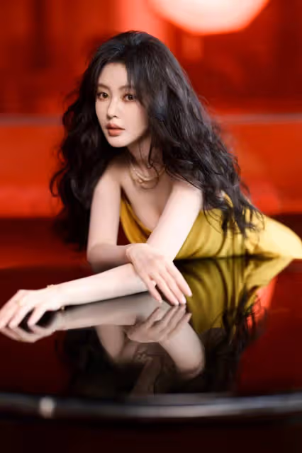 張天愛黃裙寫真露出事業線大長腿!魔鬼身材性感火辣