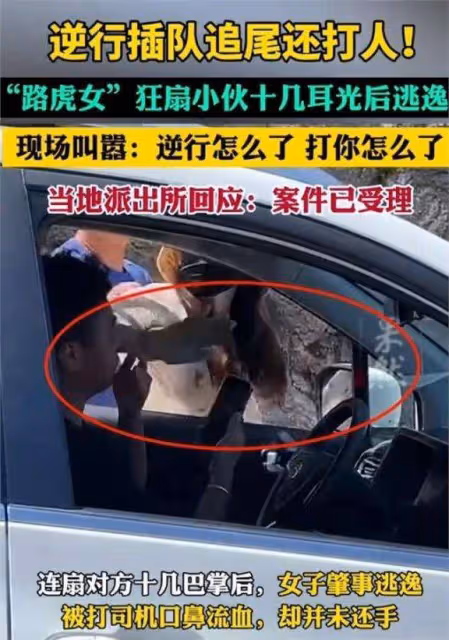青島路虎女逆行,暴打退伍軍人後逃逸!身份被扒,官方通報!