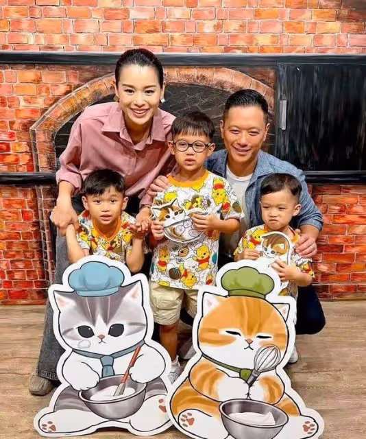 胡杏兒一家五口齊動手,做月餅溫馨滿溢,三兄弟萌態可掬