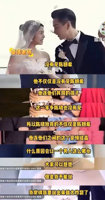第一狗仔卓偉曝陳曉不見陳妍希母子!婚姻破裂理由太炸裂