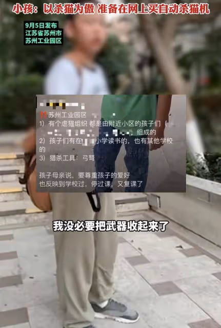 駭人聽聞!蘇州一男孩以「殺貓為傲」,母親發言引爭議:尊重愛好