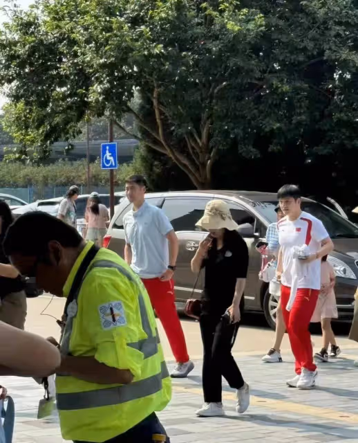 樊振東王勵勤覃海洋現身迪士尼,身穿隊服,樊振東又白又帥