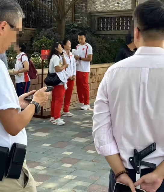 樊振東王勵勤覃海洋現身迪士尼,身穿隊服,樊振東又白又帥