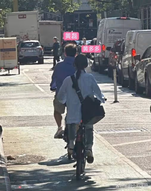 黃磊黃多多紐約街頭騎車,網友感嘆:越長越美了!