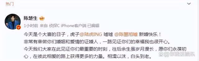 陸虎和陳曌旭噓結婚,陳楚生成為見證人!