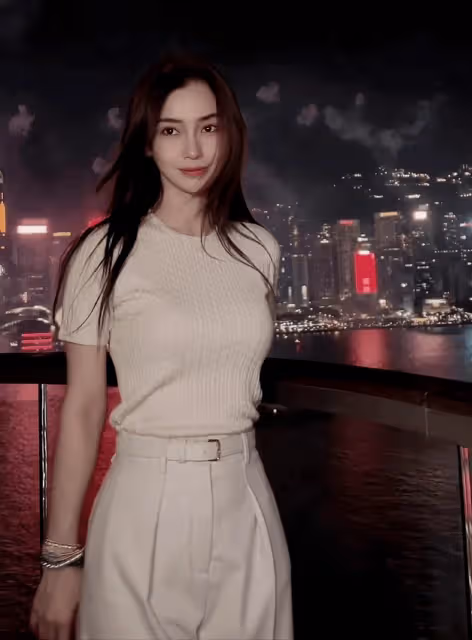楊穎國慶看煙花秀,長發披肩回眸一笑好驚艷,美得讓人心動不已!