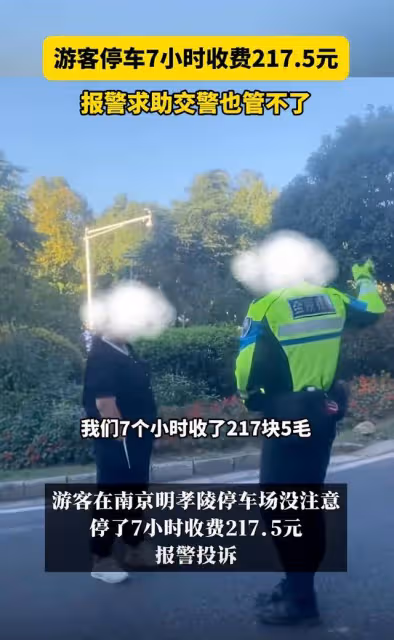 荒唐!南京景區停車場7小時收費217元,遊客吐槽後,警察說管不了
