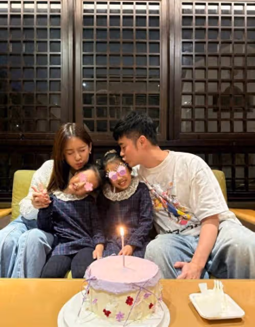 陳赫張子萱為大女兒慶生,吃蛋糕拍合影畫面有愛