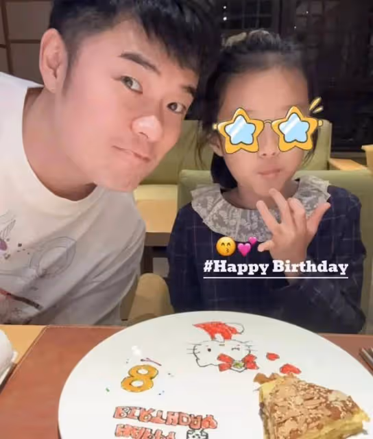 陳赫張子萱為大女兒慶生,吃蛋糕拍合影畫面有愛