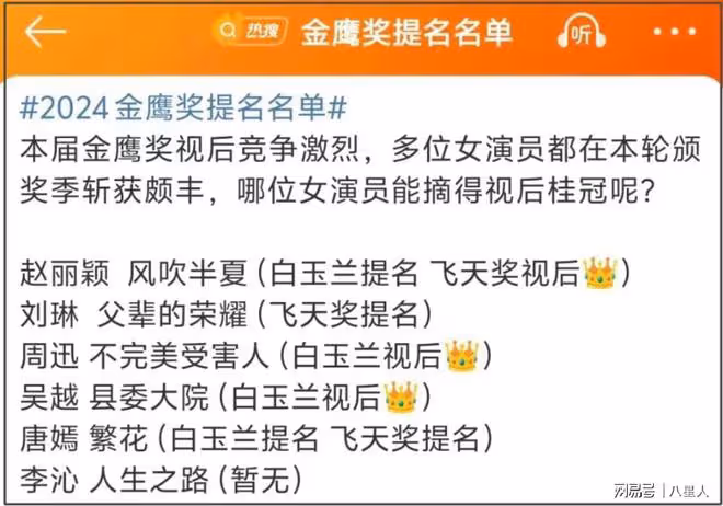 金鷹獎視後競爭太激烈!飛天對打白玉蘭,已成趙麗穎、唐嫣復仇局