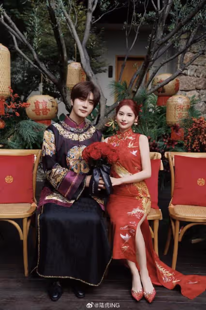 「快男」陸虎曬婚禮現場照,夫妻當眾擁吻甜齁,男帥女美超般配