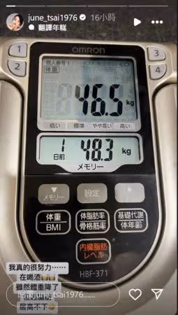 48歲六月公開真實體重!一看體脂率「倍受打擊」:好想放棄不想努力了
