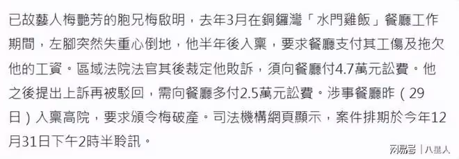 梅艷芳近億遺產被耗空!繼母親後胞兄也申請破產,母子已2年不相見