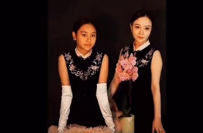 李小璐母女旗袍寫真曝光,12歲甜馨氣質超絕,母女同款高顏值搶鏡