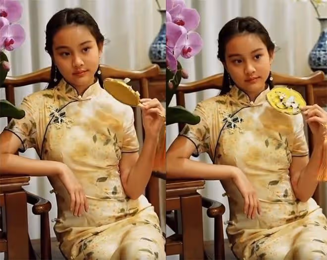 李小璐母女旗袍寫真曝光,12歲甜馨氣質超絕,母女同款高顏值搶鏡