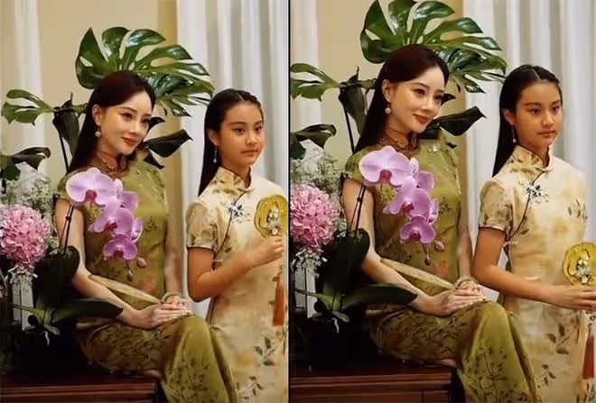 李小璐母女旗袍寫真曝光,12歲甜馨氣質超絕,母女同款高顏值搶鏡