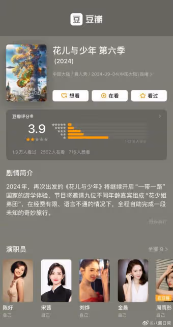 周雨彤《花少6》迷惑行為合集,金晨被TA害得最慘?豆瓣歷季低分