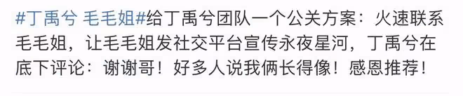 繼趙露思回應長得像劉梓晨後,丁禹兮被call回應長得像毛毛姐