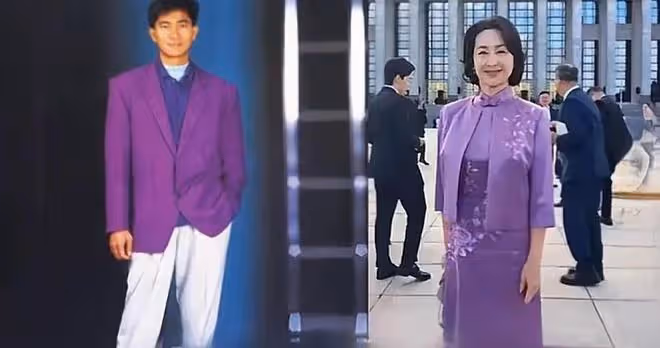 62歲何超瓊狀態堪比26,紫色旗袍下竟然藏著初戀的秘密!