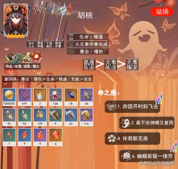 《原神》胡桃聖遺物武器推薦