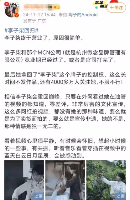 李子柒回歸,熱搜爆了!四年間發生了什麼?以後她的路又該怎麼走