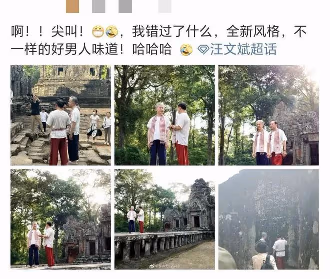 汪文斌柬埔寨被偶遇,入鄉隨俗穿本地服飾,腳上的人字拖太亮眼