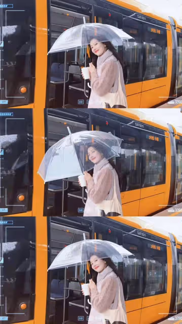 又被高圓圓美到!松江大學城雨中等車,隨便一拍都絕美,哪像45歲