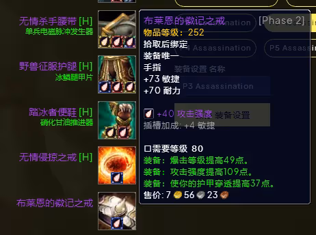 WLK懷舊服P3階段TOC 戰鬥賊BIS裝備寶石附魔推薦