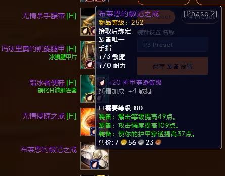 WLK懷舊服P3階段TOC 貓德BIS裝備寶石附魔推薦