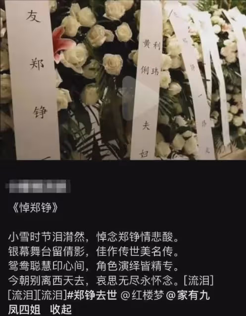 87版紅樓夢「鴛鴦」扮演者鄭錚因病去世!紅樓夢中人已有13人離世