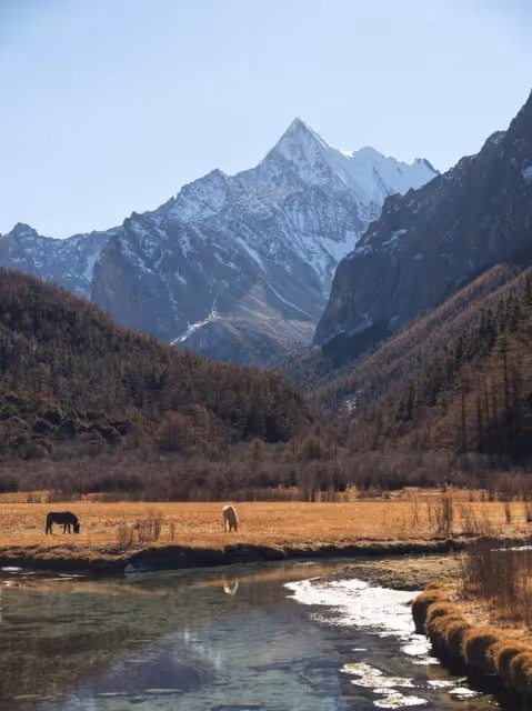 李現鏡頭下的稻城亞丁,藍天碧水草甸雪山,每一張都可以做壁紙