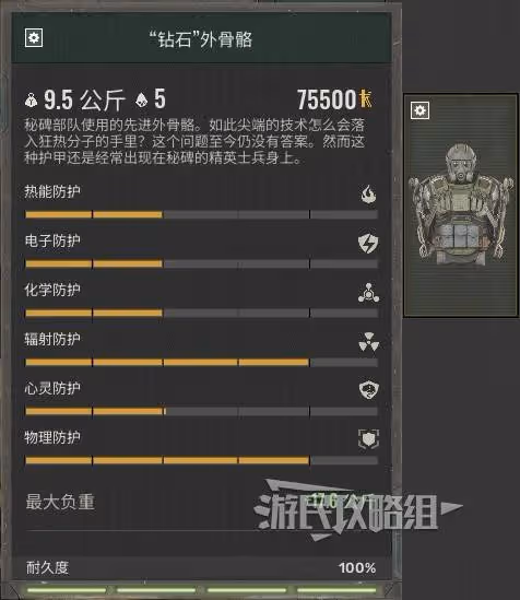《潛行者2》鑽石外骨骼屬性及位置