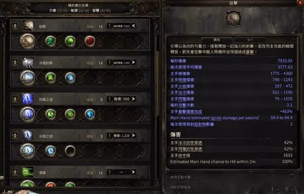 《流放之路2》三捷大狙流銳眼配裝加點分享