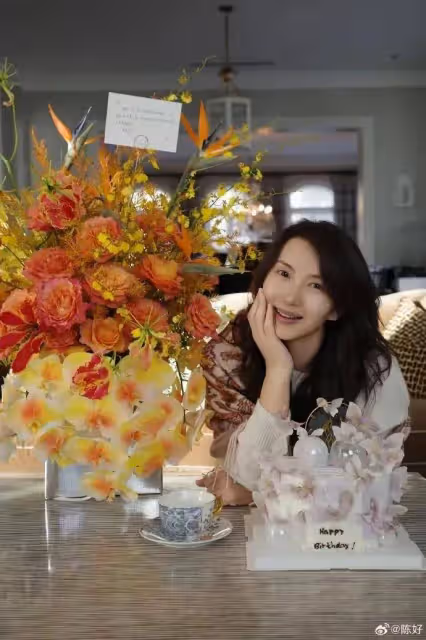 陳好曬照慶祝45歲生日,近照溫婉優雅女人味十足,狀態超好