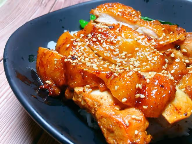 照燒蒜香版雞腿飯的做法