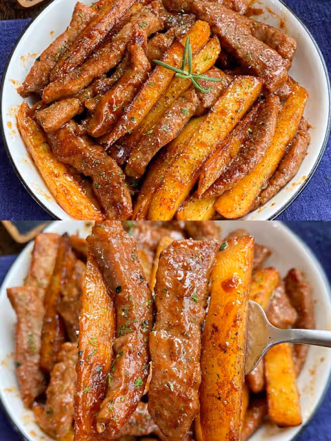 香到爆❗️嫩滑好吃的牛排土豆煎鍋，超解饞～