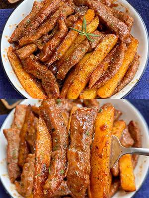 香到爆❗️嫩滑好吃的牛排土豆煎鍋，超解饞～