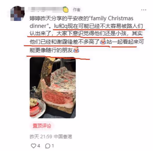 謝霆鋒全家日本過聖誕節,繼父也在王菲缺席,倆兒子跟爸爸一樣高