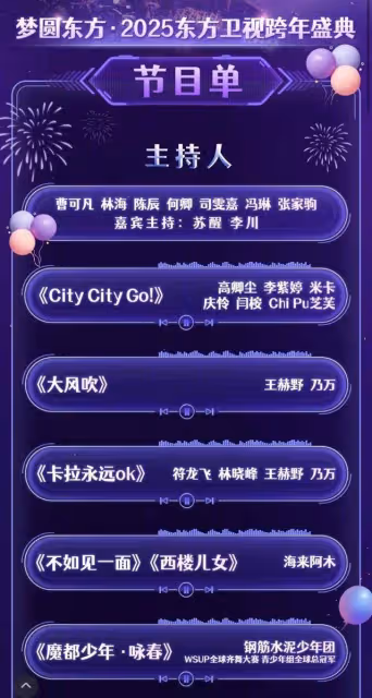 中國各大衛視跨年晚會節目表公開！數百藝人陪你倒數迎接2025