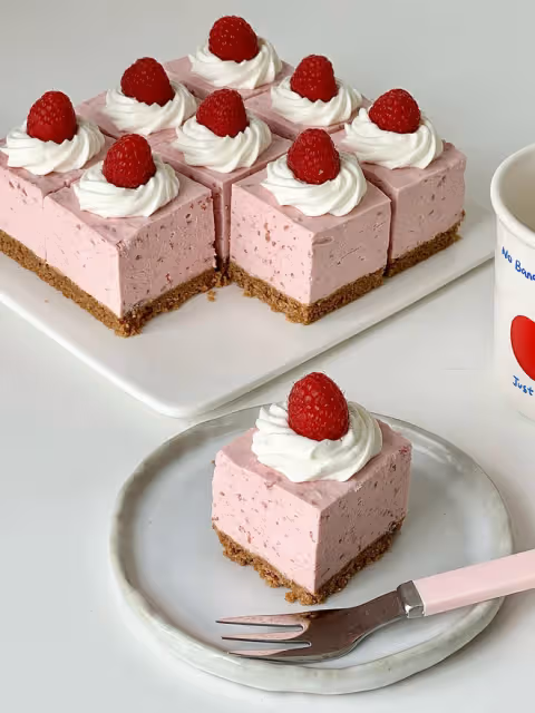 ‼️免烤樹莓芝士蛋糕｜高顏值下午茶甜品🍰