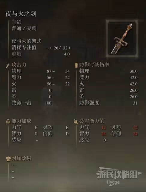 《艾爾登法環》夜與火之劍面板與獲取攻略