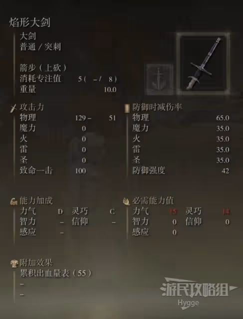 《艾爾登法環》焰形大劍面板與獲取教程