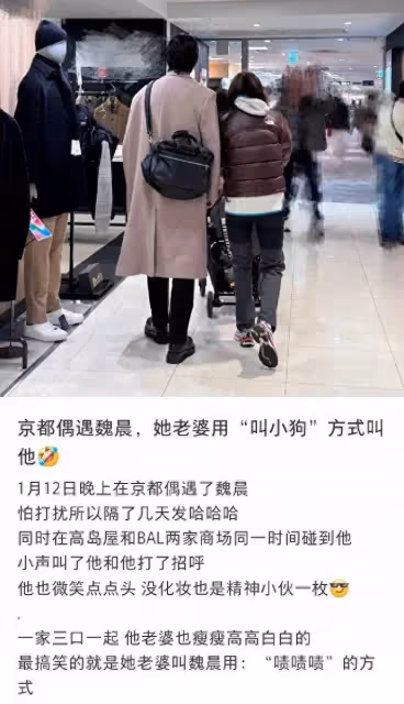 魏晨帶老婆兒子日本逛街，一家三口同框低調幸福