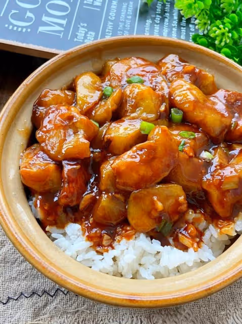 無敵好吃🔥巨下飯的糖醋茄子蓋飯😋