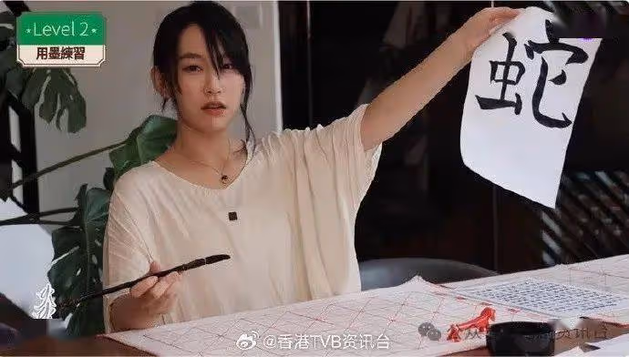 炎明熹蛇年轉新髮型 跟老師學寫揮春 稱心情變得平靜