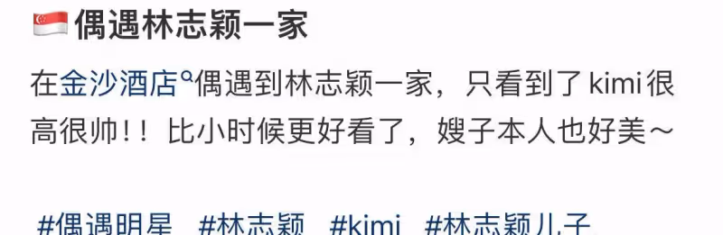 林志穎一家去新加坡度假被偶遇,陳若儀身材高挑背影似少女