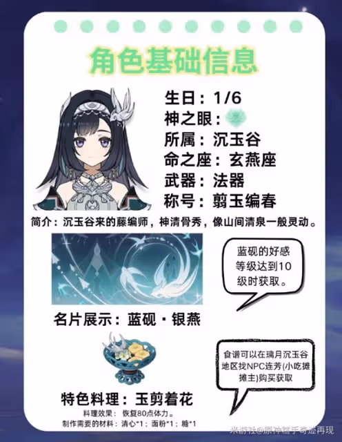 《原神》藍硯裝備選擇及配隊推薦