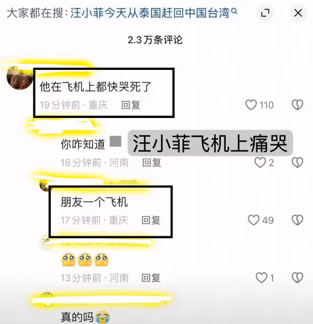 網友稱汪小菲在去台灣的飛機上痛哭:他快哭死了