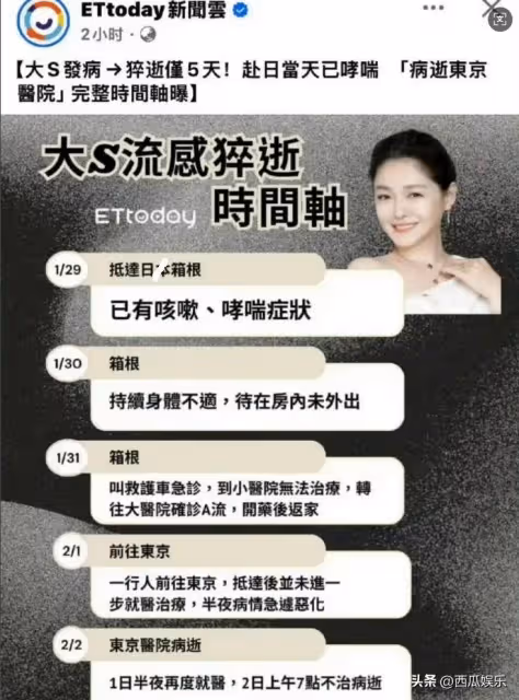 大S從生病到去世的時間線出現新看點,大S身體去年可能就已抱恙